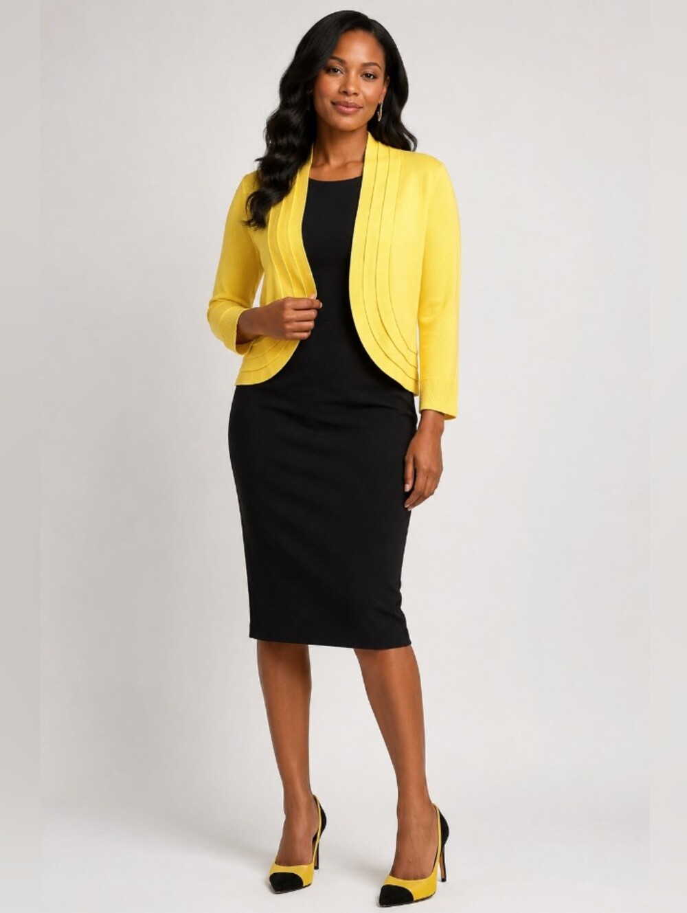 RN Studio By Ronni Nicole Canary Happy Yellow Secretary Sweater- Size: XL -NWT